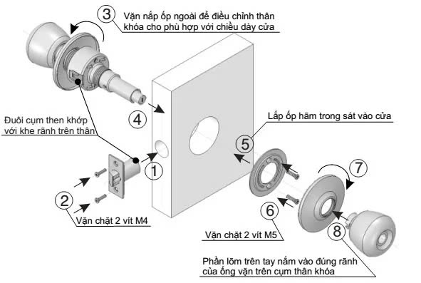 cách tháo lắp tay nắm cửa